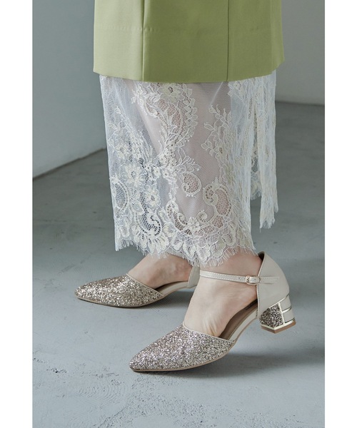 niana グリッターチャンキーヒール パンプス ブラック 結婚式 オケージョン niana パンプス グリッターチャンキーヒールパンプス 結婚式
