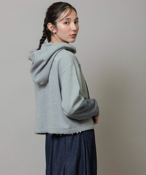 パーカー フレンチテリー×ニットジャージドッキングフーディー レディース Munich パーカー フレンチテリー×ニットジャージドッキング