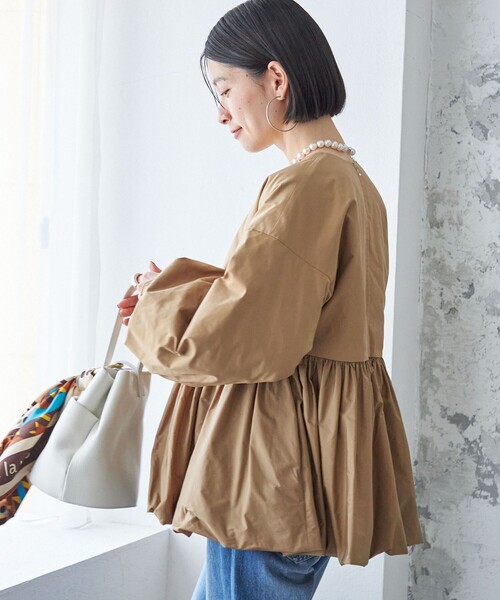 HER. バルーンヘムブルゾン シアーバルーンペプラムブルゾン【洗える