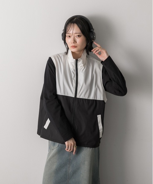 ad thie（アドティエ） ベスト ジレ スタンドカラー バイカラーベスト