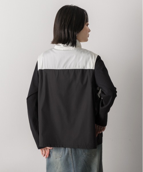 ad thie（アドティエ） ベスト ジレ スタンドカラー バイカラーベスト