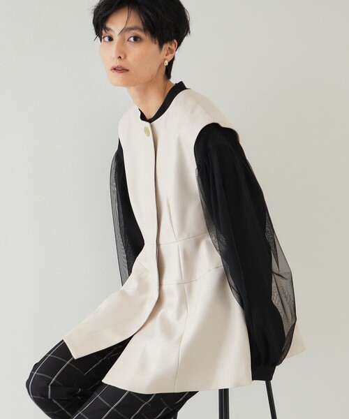 ★予約済み★【新品・未使用】OPAQUE.CLIP ぺプラムジレ　36 S ≪通勤・セレモニー/セットアップ対応≫ ペプラムジレ