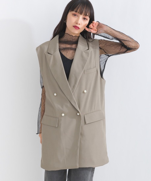 terrace ベスト ジレ パールボタンテーラードジャケットベスト