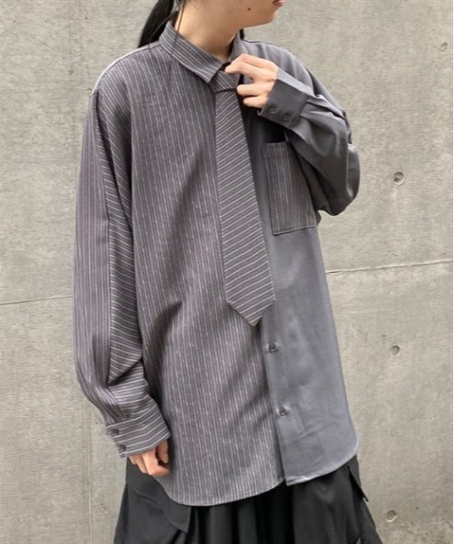 AXESーX シャツ 配色ラメストライプシャツ メンズ : ZOZOTOWN