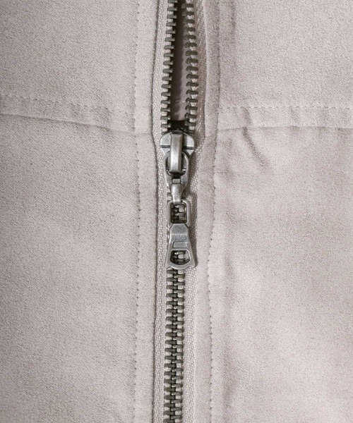 ブルゾン アウター フェイクスエード ジップアップブルゾン リブ