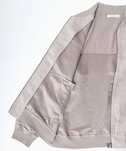 ブルゾン アウター フェイクスエード ジップアップブルゾン リブ