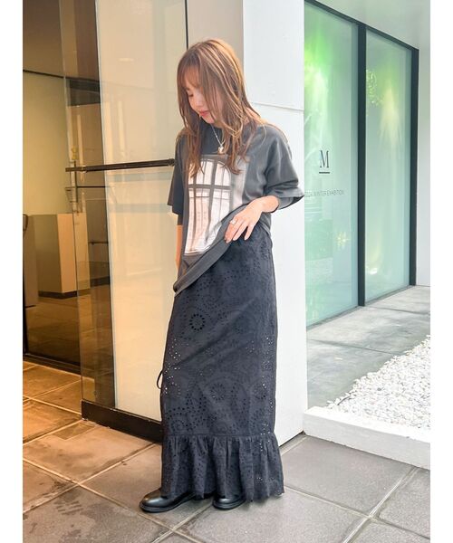 Ungrid  ルミネ限定 フォトプリントロングスリーブTee Ungrid（アングリッド） tシャツ フォトプリントレイヤードロング