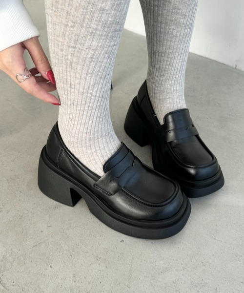 Loueme ローファー チャンキーヒールローファーシューズ レディース