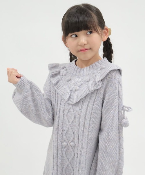 アクシーズファム　キッズ　ワンピース　チュニック　140 半袖　長袖 襟付きWボタンワンピース【期間限定価格】 | axes femme online shop