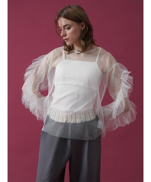 ブラウス シャツ FRILL TULLE TOPS レディース