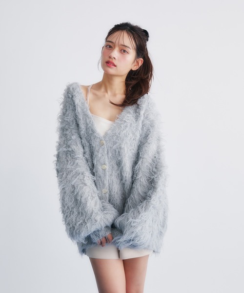 カーディガン mix color shaggy knit cardigan / ミックスカラーシャギーニットカーディガン レディース