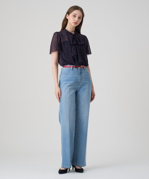 ANAYI アナイ ストレッチデニムストレートパンツ ブルー 34 ANAYI（アナイ） パンツ ストレッチデニムストレートパンツ レディース