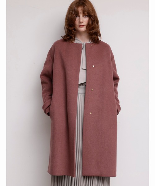 「TONAL」 ノーカラーコート 38 ベージュ レディース_画像4