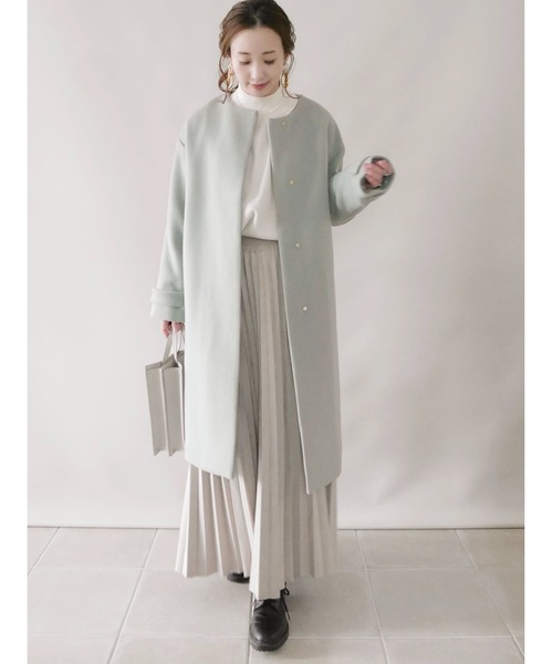 「TONAL」 ノーカラーコート 38 ベージュ レディース_画像5