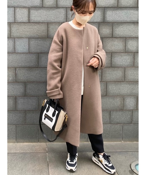 「TONAL」 ノーカラーコート 38 ベージュ レディース_画像6