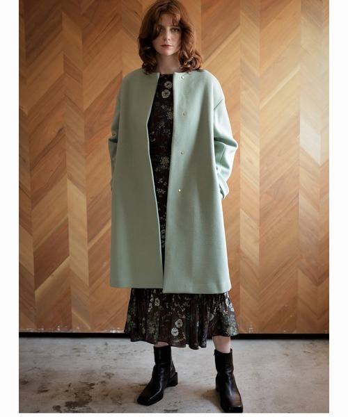 「TONAL」 ノーカラーコート 38 ベージュ レディース_画像8