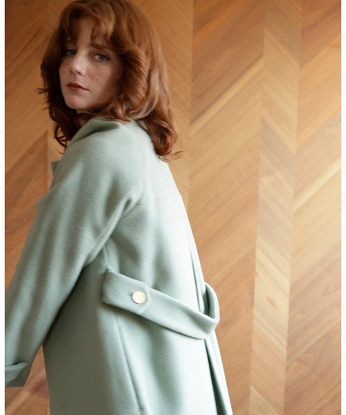 「TONAL」 ノーカラーコート 38 ベージュ レディース_画像9