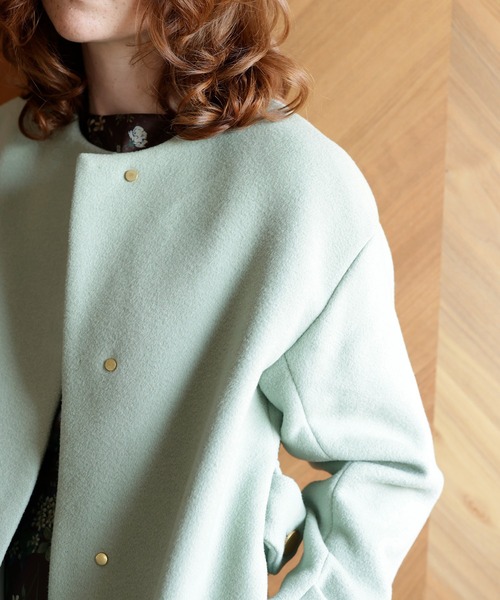 「TONAL」 ノーカラーコート 38 ベージュ レディース_画像10