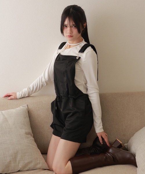 M DOLLY サロペット オーバーオール drawstring half overalls/ドロー