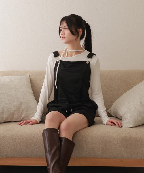 M DOLLY サロペット オーバーオール drawstring half overalls/ドロー