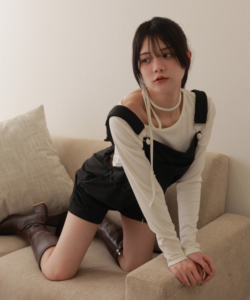 M DOLLY サロペット オーバーオール drawstring half overalls/ドロー