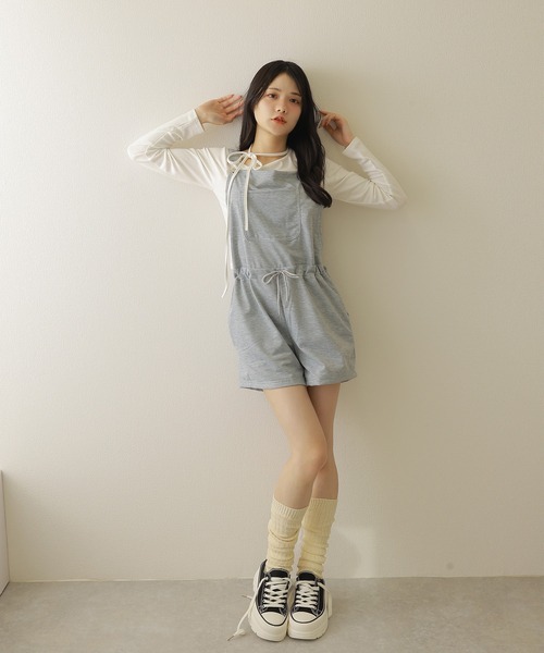 M DOLLY サロペット オーバーオール drawstring half overalls/ドロー