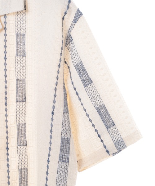 MEN'S BIGI（メンズビギ） シャツ 総柄刺繍オープンカラー半袖シャツ