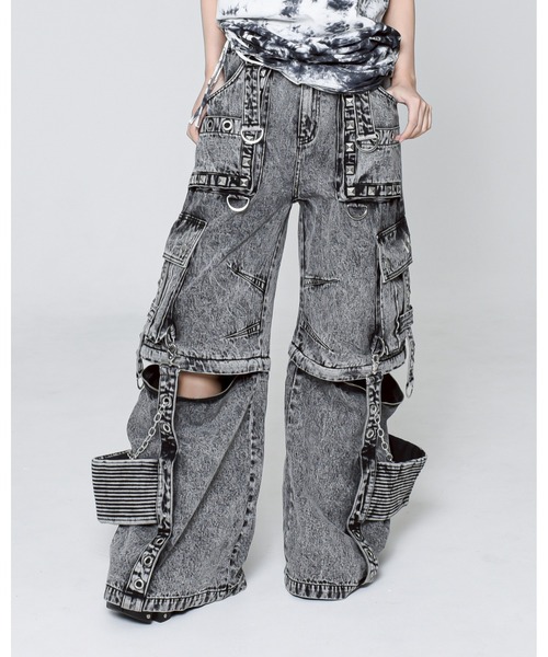 REFLEM レフレム　ハイクラッシュワイドデニムパンツ　グレー　新品 REFLEM/レフレム』ハイクラッシュデニムパンツ（デニムパンツ
