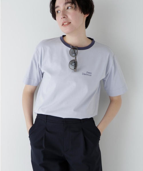 tシャツ コットンリンガーロゴＴシャツ レディース