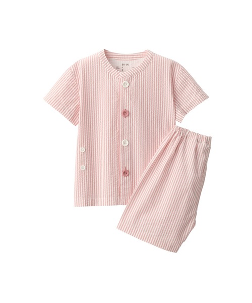 パジャマ ベビー　脇に縫い目のない　サッカー織　半袖お着替えパジャマ キッズ 子供 男の子 女の子 | 無印良品