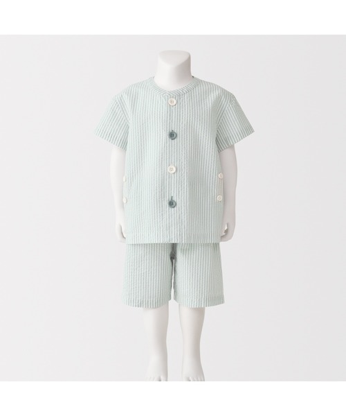パジャマ ベビー　脇に縫い目のない　サッカー織　半袖お着替えパジャマ キッズ 子供 男の子 女の子 | 無印良品 | 03