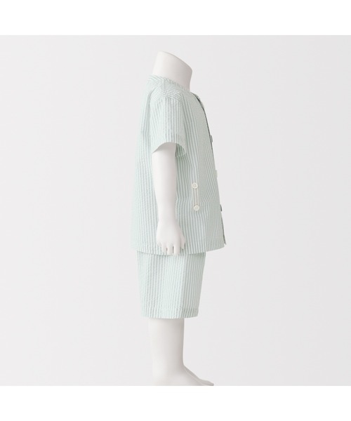 パジャマ ベビー　脇に縫い目のない　サッカー織　半袖お着替えパジャマ キッズ 子供 男の子 女の子 | 無印良品 | 04