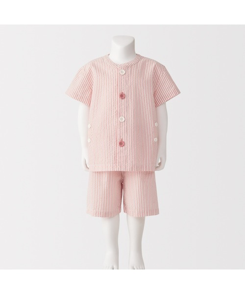 パジャマ ベビー　脇に縫い目のない　サッカー織　半袖お着替えパジャマ キッズ 子供 男の子 女の子 | 無印良品 | 13