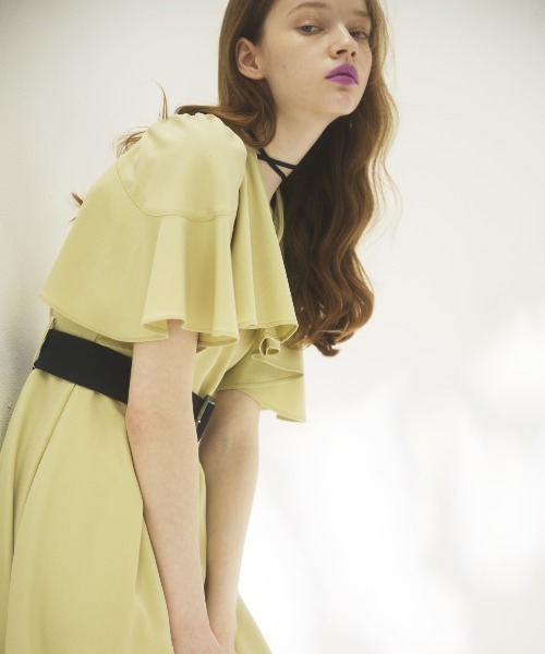 yuu♡アンドクチュール♡ケープ風フリル付き半袖ロングワンピース♡38♡ And Couture ワンピース ケープフレアチョーカーワンピース
