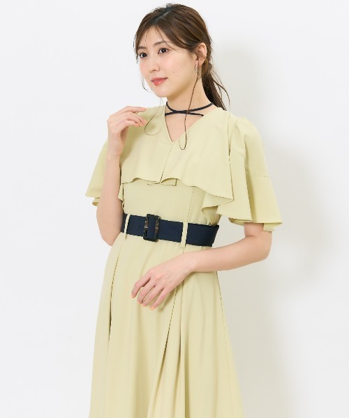 yuu♡アンドクチュール♡ケープ風フリル付き半袖ロングワンピース♡38♡ And Couture ワンピース ケープフレアチョーカーワンピース