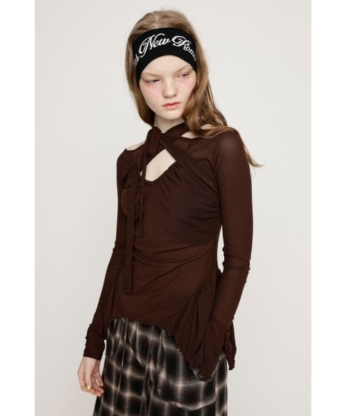SLY tシャツ ASYMMETRY DESIGN MESH TOPS アシンメトリー