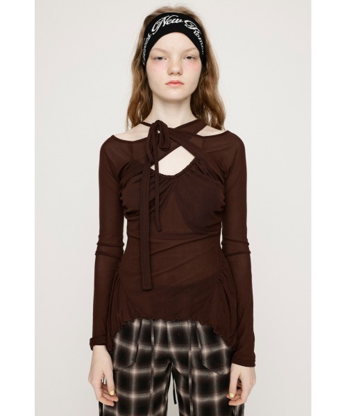 SLY tシャツ ASYMMETRY DESIGN MESH TOPS アシンメトリー