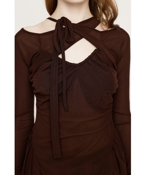 tシャツ ASYMMETRY DESIGN MESH TOPS アシンメトリー デザイン メッシュ トップス レディース SLY tシャツ ASYMMETRY DESIGN MESH TOPS アシンメトリー