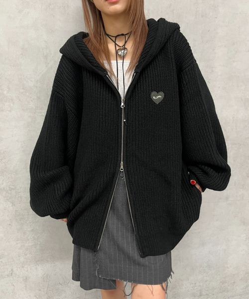 「WHO'S WHO gallery」 「SLOPPY」ニットカーディガン FREE チャコールグレー レディース_画像2