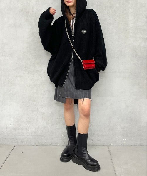 「WHO'S WHO gallery」 「SLOPPY」ニットカーディガン FREE チャコールグレー レディース_画像4