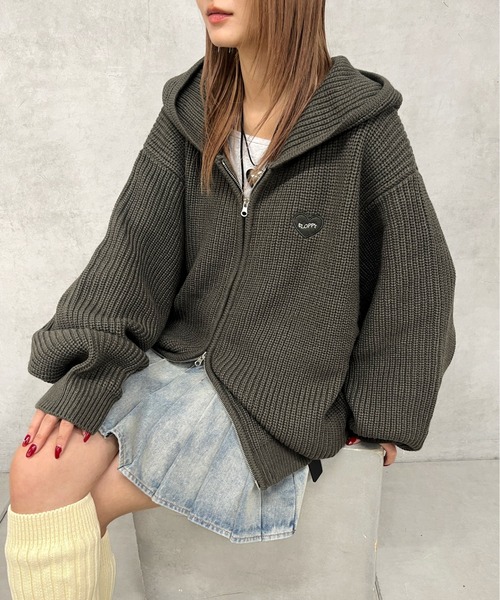 「WHO'S WHO gallery」 「SLOPPY」ニットカーディガン FREE チャコールグレー レディース_画像6