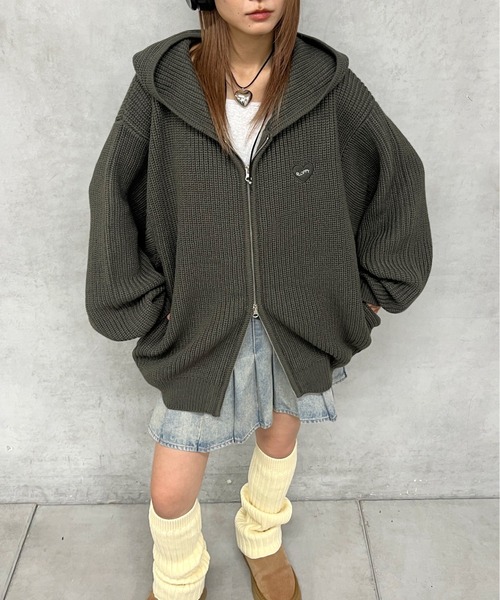 「WHO'S WHO gallery」 「SLOPPY」ニットカーディガン FREE チャコールグレー レディース_画像8