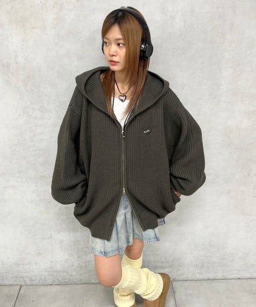 「WHO'S WHO gallery」 「SLOPPY」ニットカーディガン FREE チャコールグレー レディース_画像9