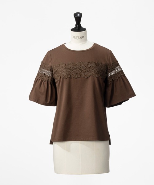 STRAWBERRY-FIELDS tシャツ レースアクセントカットソー