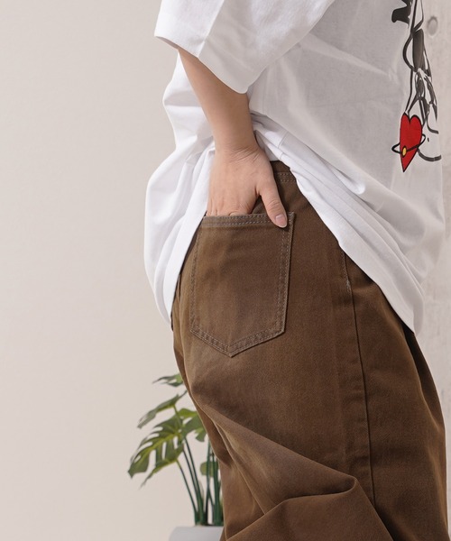 monoha 韓国　パンツ　ブラウン ヴィオラ エ ヴィオラ Viola e Viola らくキレイストレッチワイド