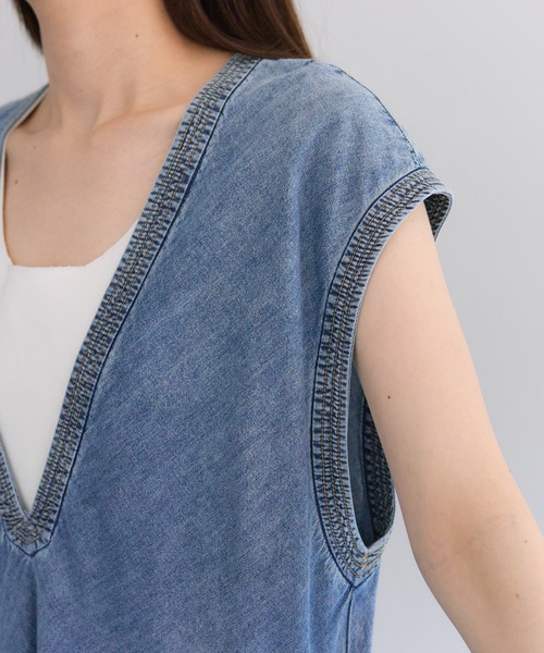 新品 Natural by studio CLIP 綿麻デニムコートワンピース