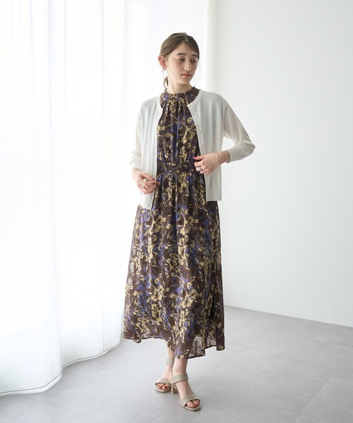 ジャガード フラワー ロング ワンピース チューブトップ Fit more ワンピース 「ZOZO限定商品」フラワージャガードロング