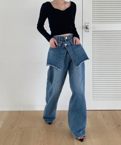 [N.s] обработка Denim брюки M голубой женский 