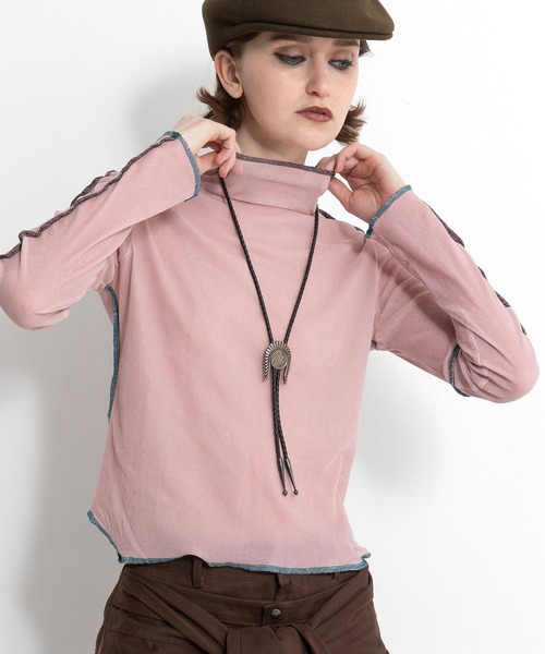 AULA AILA tシャツ ハイネックベロアトップス レディース