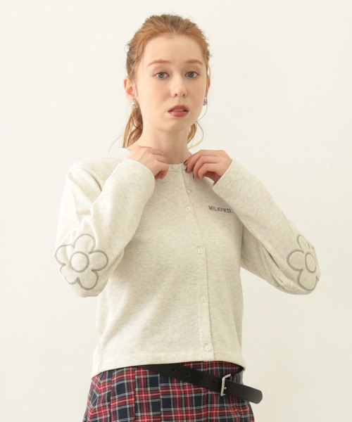 カーディガン FLOWER ELBOW CARDIGAN レディース